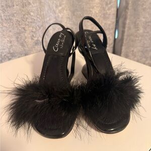 Circus NY Black Feathered Women's Heels
